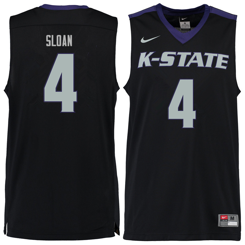 Men #4 David Sloan Kansas State Wildcats College Basketball Jerseys Sale-Black